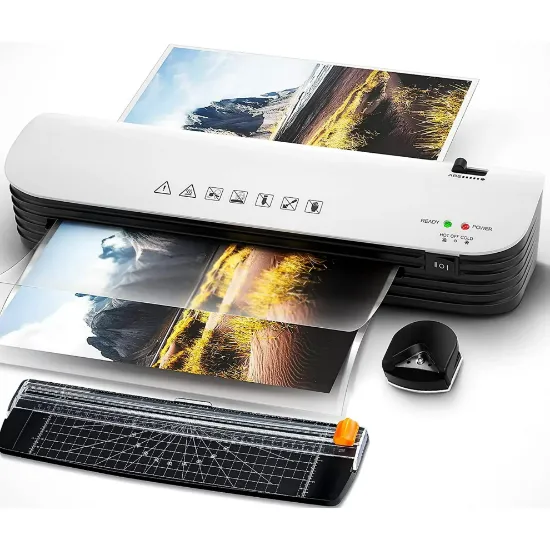 Laminator, A4 Laminator Machine, 4 in 1 Thermal Laminator for Home Office School Use, 9 inches Max Width, Quick Warm-Up, Paper Trimmer, Corner Rounder