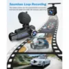 Picture of 3 Channel Dash Cam, 4K/2.5K+1440P Dash Cam Front and Rear Inside, Dash Camera for Cars, Triple Car Camera with 32GB Card, G-Sensor, 24Hr Parking, Loop Recording, IR Night Vision, Blue